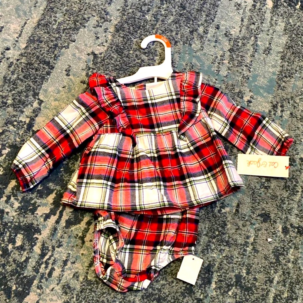 Baby Girl Two Piece Soft Flannel Dress.